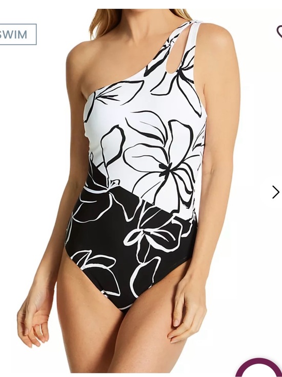 La Blanca Other - La Blanca Black and White One-Shoulder Floral One-Piece